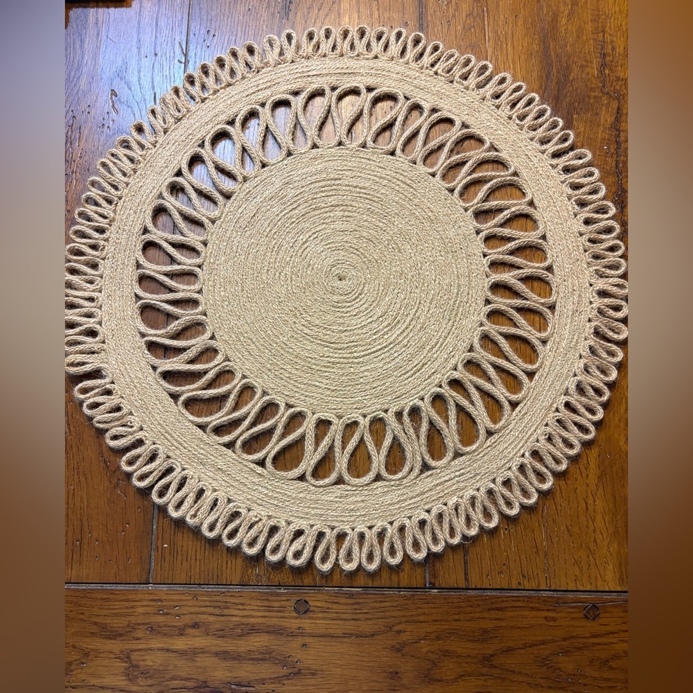 Pottery Barn Round Braided Jute Placemat - Natural Beige